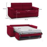 Divano Letto 2 Posti Rosso Sfoderabile Contenitore 185x95 cm, di Apertura a Ribalta Made in Italy - Rigolato