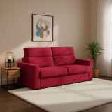 Divano Letto 2 Posti Rosso Sfoderabile Contenitore 200x95 cm, di Apertura a Ribalta Made in Italy - Ecate