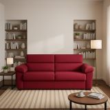 Divano Letto 2 Posti Rosso Sfoderabile Contenitore 205x95 cm, Lavabile Made in Italy - Fisciano