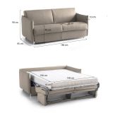 Divano letto 2 posti Trovo, 180x95 h90 cm, Tortora