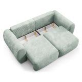Divano Letto 2 Posti Verde Chiaro Contenitore di Apertura a Libro 266x121 cm, Reclinabile - Golgi
