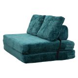 Divano Letto 2 Posti Verde Petrolio Reclinabile Apertura a Ribalta 150x100x80 h cm, Posti a Sedere 2 - Albayz