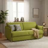 Divano Letto 2 Posti Verde Sfoderabile Contenitore 160x95 cm, di Apertura a Ribalta Made in Italy - Verceia