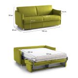 Divano Letto 2 Posti Verde Sfoderabile Contenitore 160x95 cm, di Apertura a Ribalta Made in Italy - Verceia