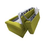 Divano Letto 2 Posti Verde Sfoderabile Contenitore 185x95 cm, di Apertura a Ribalta Made in Italy - Seui