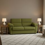 Divano Letto 2 Posti Verde Sfoderabile Contenitore 205x95 cm, di Apertura a Ribalta Made in Italy - Contrada