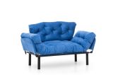 Divano letto 2 posti Zeeusis, Sofà trasformabile, Divanetto per ospiti, Poltrona letto contenitore, 155x70 h85 cm, Blu