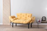 Divano letto 2 posti Zeeusis, Sofà trasformabile, Divanetto per ospiti, Poltrona letto contenitore, 155x70 h85 cm, Giallo