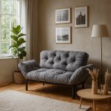 Divano letto 2 posti Zeeusis, Sofà trasformabile, Divanetto per ospiti, Poltrona letto contenitore, 155x70 h85 cm, Grigio