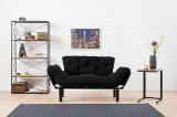 Divano letto 2 posti Zeeusis, Sofà trasformabile, Divanetto per ospiti, Poltrona letto contenitore, 155x70 h85 cm, Nero