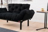 Divano letto 2 posti Zeeusis, Sofà trasformabile, Divanetto per ospiti, Poltrona letto contenitore, 155x70 h85 cm, Nero