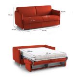 Divano Letto 3 Posti Arancione Sfoderabile Contenitore 200x95 cm, Lavabile Made in Italy - Gravere