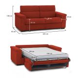 Divano Letto 3 Posti Arancione Sfoderabile Contenitore 225x95 cm, Lavabile Made in Italy - Benedetto