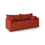 Divano Letto 3 Posti Arancione Sfoderabile Lavabile 205x86 cm, Idrorepellente Letto Estraibile Made in Italy - Avellana