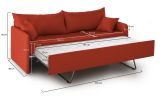 Divano Letto 3 Posti Arancione Sfoderabile Lavabile 205x86 cm, Idrorepellente Letto Estraibile Made in Italy - Avellana