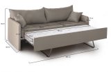 Divano letto 3 posti Avellana, 205x86 h80 cm, Tortora