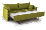Divano letto 3 posti Avellana, 205x86 h80 cm, Verde