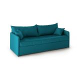 Divano Letto 3 Posti Azzurro Sfoderabile Lavabile 205x86 cm, Idrorepellente Letto Estraibile Materasso Incluso Made in Italy - Avellana