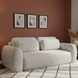 Divano Letto 3 Posti Beige Chiaro Contenitore di Apertura a Libro 266x121 cm, Reclinabile - Sessame