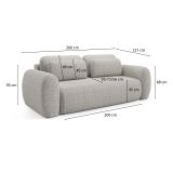 Divano Letto 3 Posti Beige Contenitore di Apertura a Libro 266x121 cm, Reclinabile - Sessame