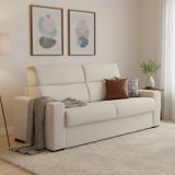 Divano Letto 3 Posti Beige Sfoderabile Contenitore 220x95 cm, Lavabile Made in Italy - Marcon