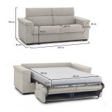 Divano Letto 3 Posti Beige Sfoderabile Contenitore 225x95 cm, Lavabile Made in Italy - Nus
