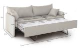 Divano Letto 3 Posti Beige Sfoderabile Lavabile 205x86 cm, Idrorepellente Letto Estraibile Materasso Incluso Rete a Doghe Made in Italy - Avellana