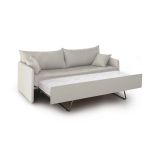 Divano Letto 3 Posti Beige Sfoderabile Lavabile 205x86 cm, Idrorepellente Letto Estraibile Materasso Incluso Rete a Doghe Made in Italy - Avellana