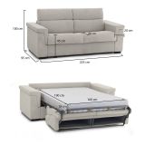 Divano letto 3 posti Benedetto, 225x95 h100 cm, Beige