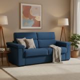 Divano letto 3 posti Benedetto, 225x95 h100 cm, Blu