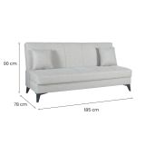 Divano Letto 3 Posti Bianco Contenitore di Apertura Click-clack 185x78 cm, Lavabile - Caneva