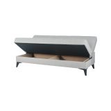 Divano Letto 3 Posti Bianco Contenitore di Apertura Click-clack 185x78 cm, Lavabile - Caneva