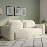 Divano Letto 3 Posti Bianco Crema Contenitore di Apertura a Libro 266x121 cm, Reclinabile - Sessame