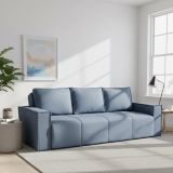 Divano Letto 3 Posti blu Contenitore di Apertura Click-clack 231x99 cm, Lavabile - Naturno