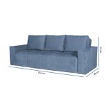 Divano Letto 3 Posti blu Contenitore di Apertura Click-clack 231x99 cm, Lavabile - Naturno