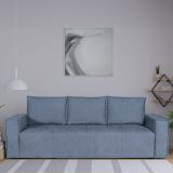 Divano Letto 3 Posti blu Contenitore di Apertura Click-clack 231x99 cm, Lavabile - Naturno