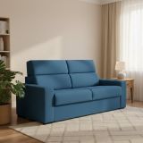 Divano Letto 3 Posti blu Sfoderabile Contenitore 220x95 cm, Lavabile Made in Italy - Quindici