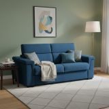 Divano Letto 3 Posti blu Sfoderabile Contenitore 225x95 cm, Lavabile Made in Italy - Nus