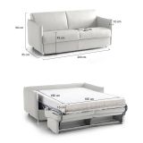 Divano letto 3 posti Gravere, 200x95 h90 cm, Grigio chiaro