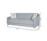 Divano Letto 3 Posti Grigio Chiaro Contenitore di Apertura Click-clack 203x90 cm, Lavabile - Propata