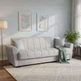 Divano Letto 3 Posti Grigio Chiaro Contenitore di Apertura Click-clack 225x83 cm, Lavabile - Ribera
