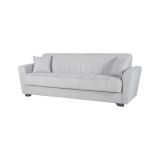 Divano Letto 3 Posti Grigio Chiaro Contenitore di Apertura Click-clack 225x83 cm, Lavabile - Ribera