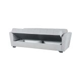 Divano Letto 3 Posti Grigio Chiaro Contenitore di Apertura Click-clack 225x83 cm, Lavabile - Ribera