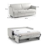 Divano Letto 3 Posti Grigio Chiaro Sfoderabile Contenitore 200x95 cm, Lavabile Made in Italy - Cecina