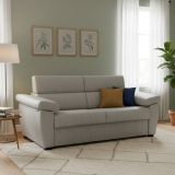 Divano Letto 3 Posti Grigio Chiaro Sfoderabile Contenitore 225x95 cm, Lavabile Made in Italy - Trino