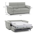 Divano Letto 3 Posti Grigio Chiaro Sfoderabile Contenitore 225x95 cm, Lavabile Made in Italy - Trino