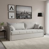 Divano Letto 3 Posti Grigio Chiaro Sfoderabile Lavabile 205x86 cm, Idrorepellente Letto Estraibile Materasso Incluso Rete a Doghe Made in Italy