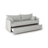 Divano Letto 3 Posti Grigio Chiaro Sfoderabile Lavabile 205x86 cm, Idrorepellente Letto Estraibile Materasso Incluso Rete a Doghe Made in Italy