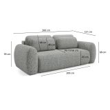 Divano Letto 3 Posti Grigio Contenitore di Apertura a Libro 266x121 cm, Reclinabile - Sessame