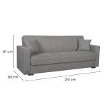 Divano Letto 3 Posti Grigio Contenitore di Apertura Click-clack 214x80 cm, Lavabile - Giaveno